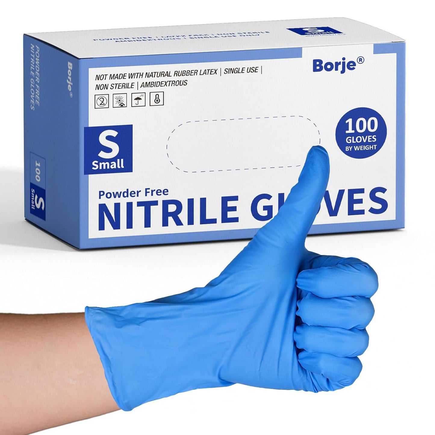 Borje® - 100 Pcs Guantes Desechables Azules Grandes