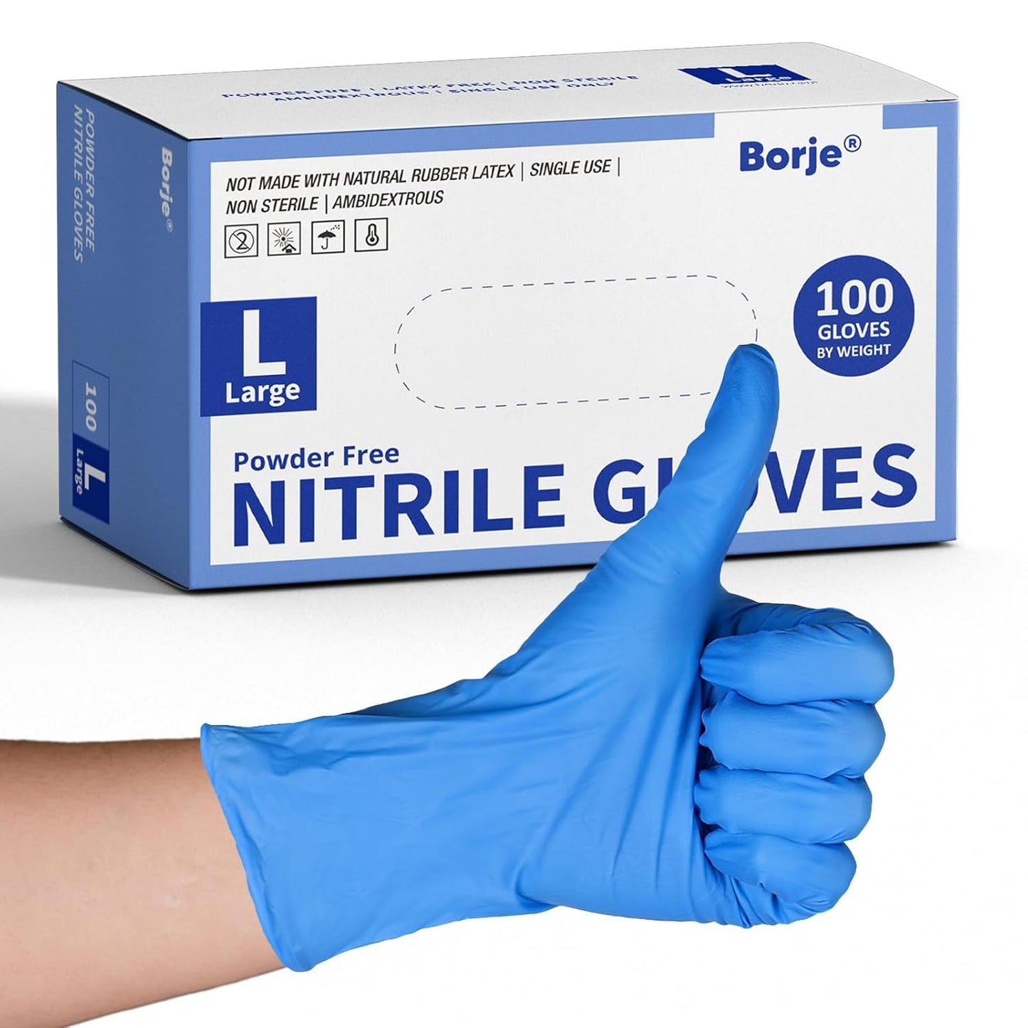 Borje® - 100 Pcs Guantes Desechables Azules Grandes