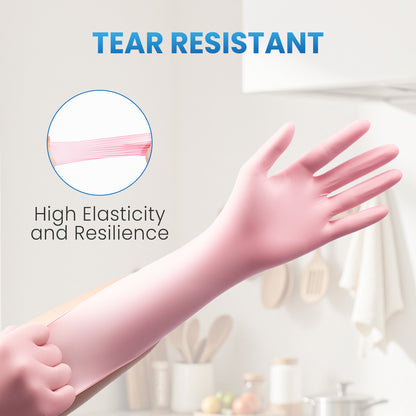 Borje® - 100 Pcs Nitrile Disposable Gloves, Pink, Latex & Powder-Free, Esthetician, Cleaning, Cooking, Food Safe