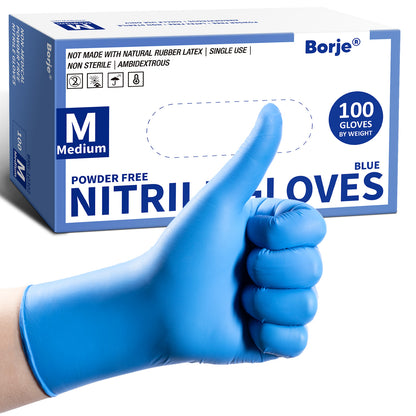 Borje® - 100 Pcs Guantes Desechables Azules Grandes
